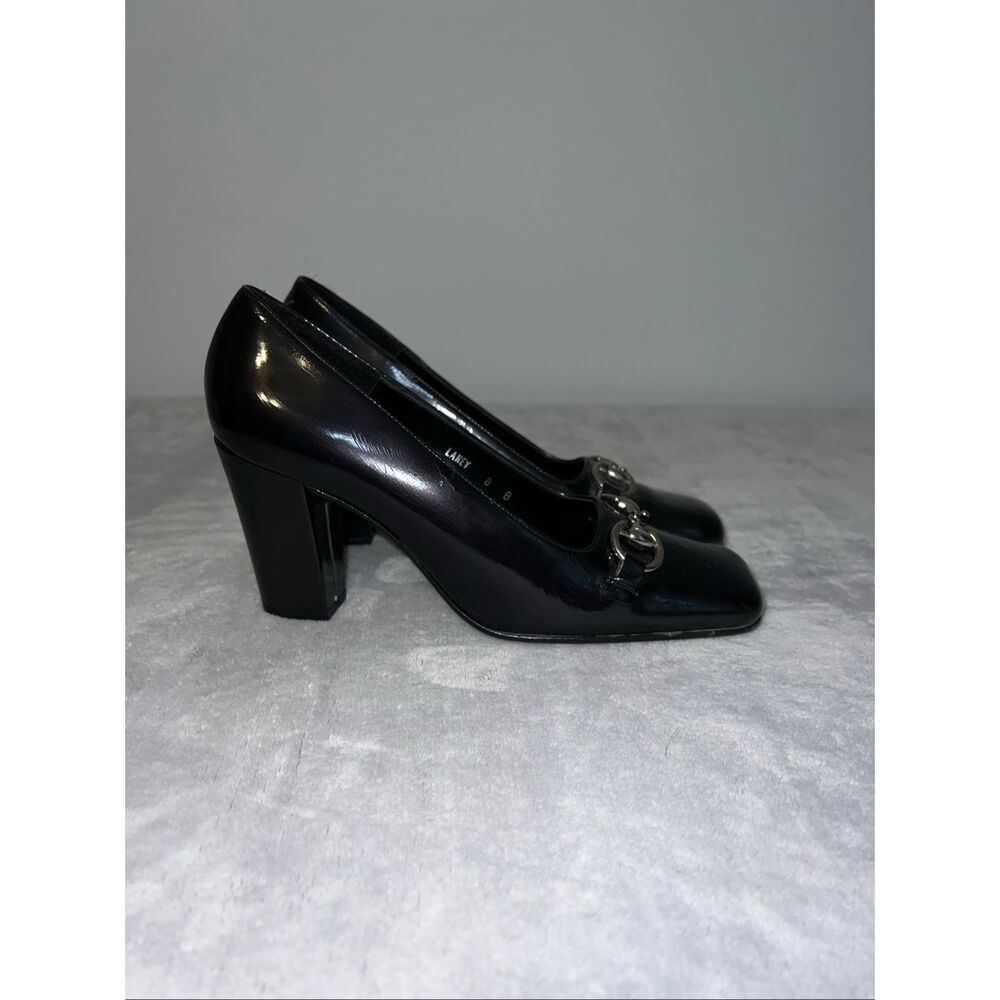 Vintage Black Kitten Heel Loafer Heels 8 Y2K 2000s